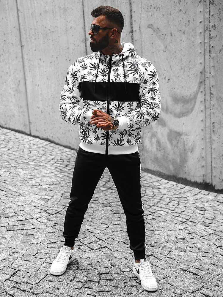 Ozonee Bílo-černá moderní bavlněná souprava JS/C8119 - XL