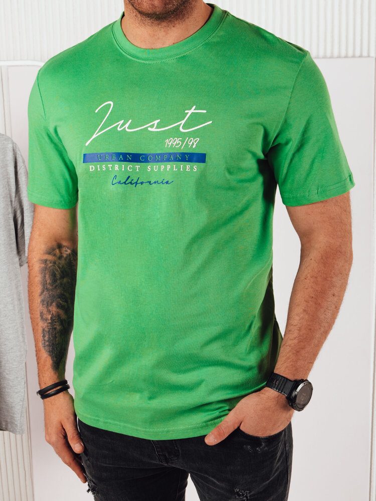 Levně Dstreet Zelené tričko s výrazným nápisem