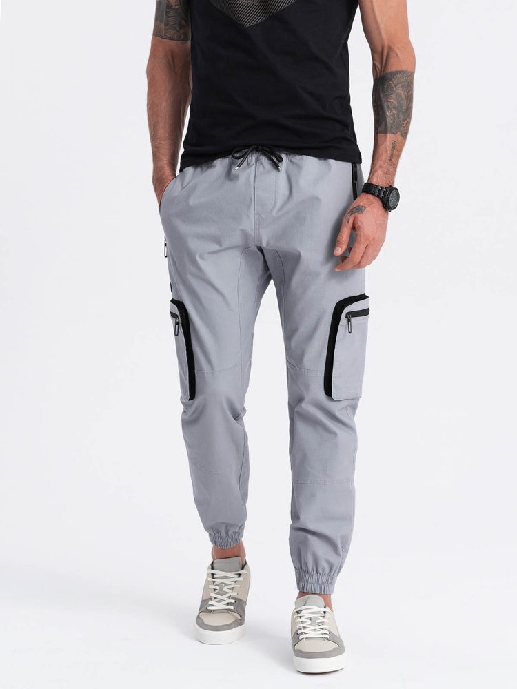 Ombre Clothing Nadčasové šedé joggery V8 PAJO-0135 - XXL