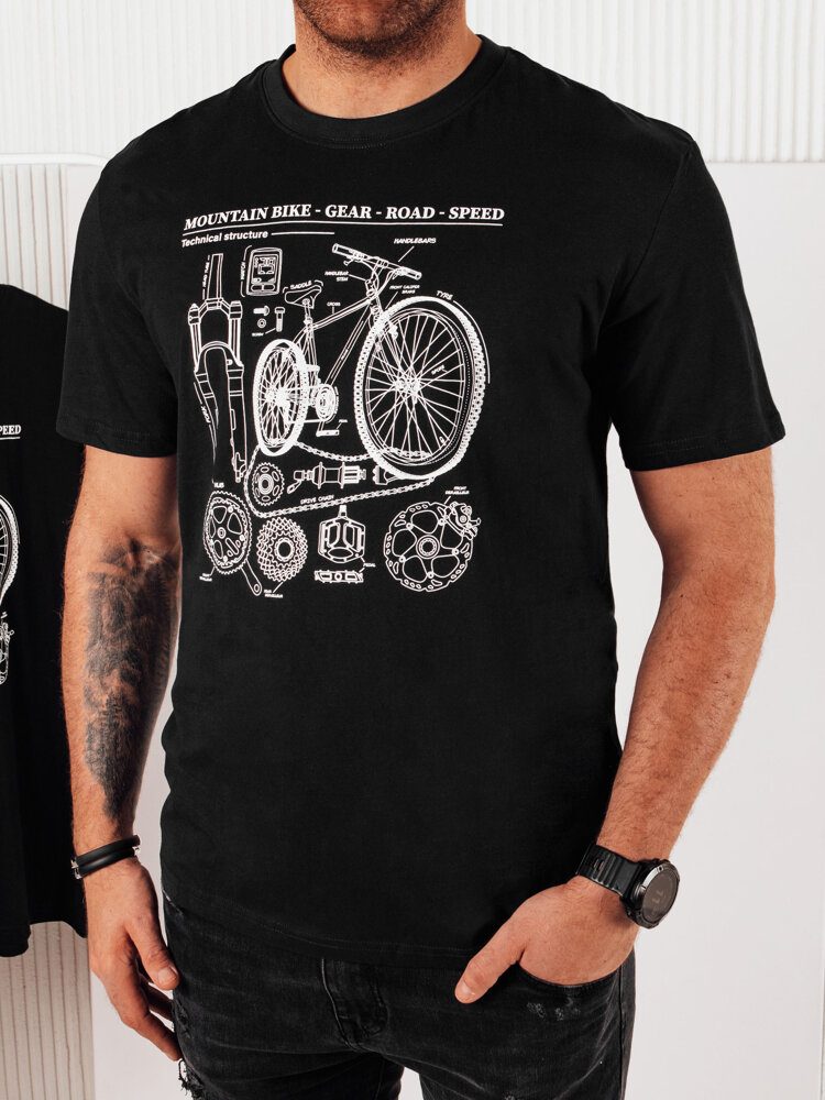 Levně Dstreet Trendy černé tričko pro cyklisty