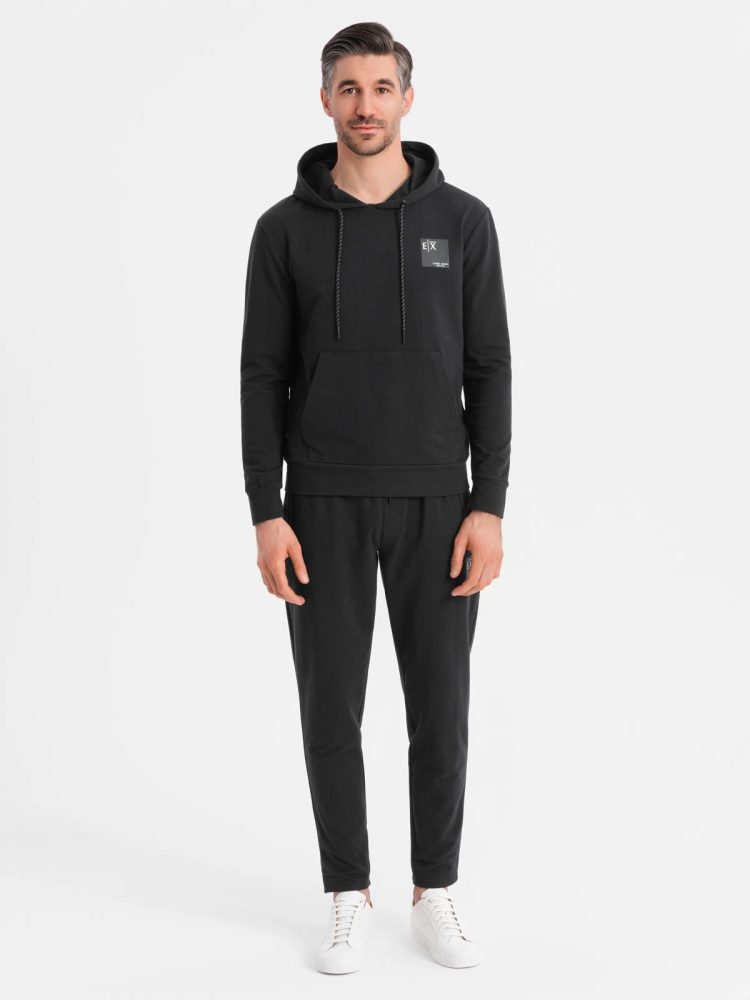 Levně Ombre Clothing Černá pánská tepláková souprava (mikina + tepláky) V1 Z107