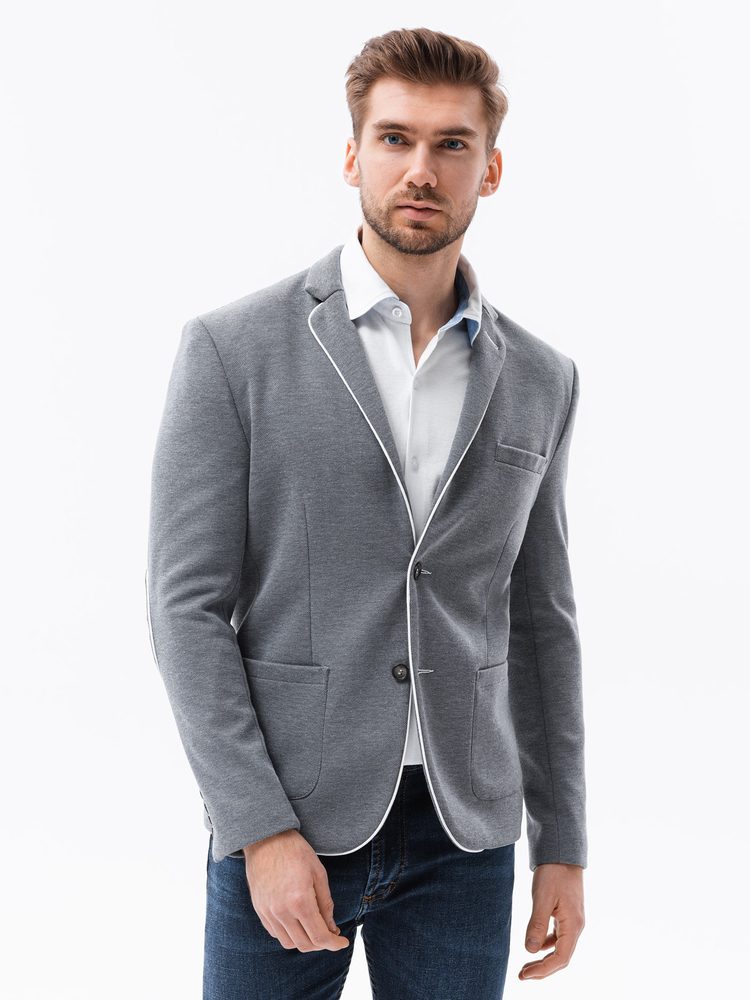 Ombre Clothing Šedé elegantní sako M81 - XXL