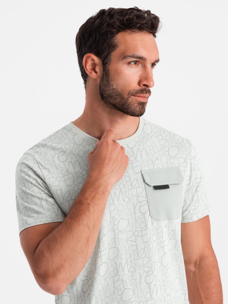 Zelené tričko s trendy potiskem a kapsou V4 ​​TSFP-0188