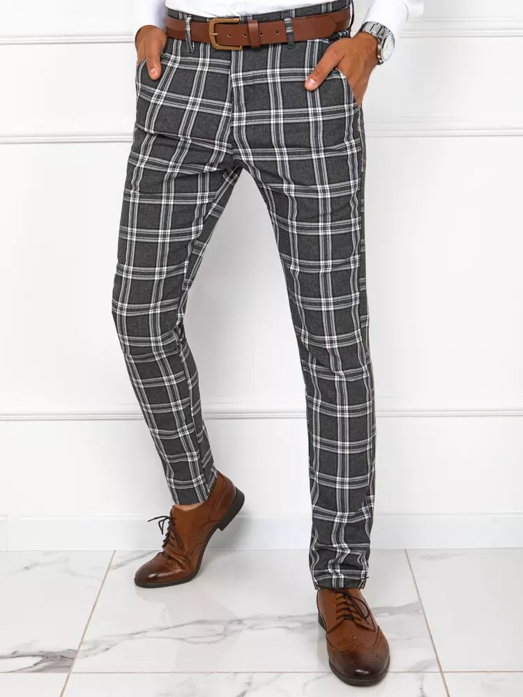 Levně Buďchlap Trendy chinos kalhoty v tmavě šedé barvě