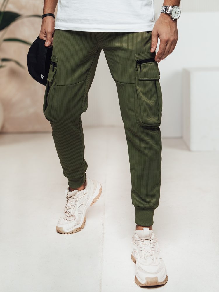 Dstreet Trendy zelené kapsáčové jogger kalhoty