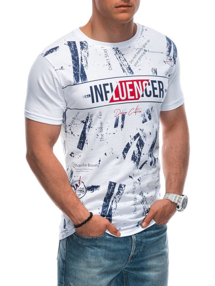 Bílé tričko s nápisem Influencer S1939