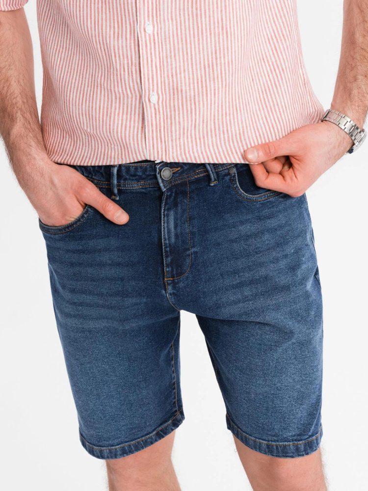 Levně Ombre Clothing Klasické tmavě modré džínové šortky V3 SRDS-0171