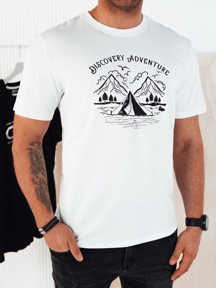 Levně Dstreet Originální bílé tričko s výrazným nápisem