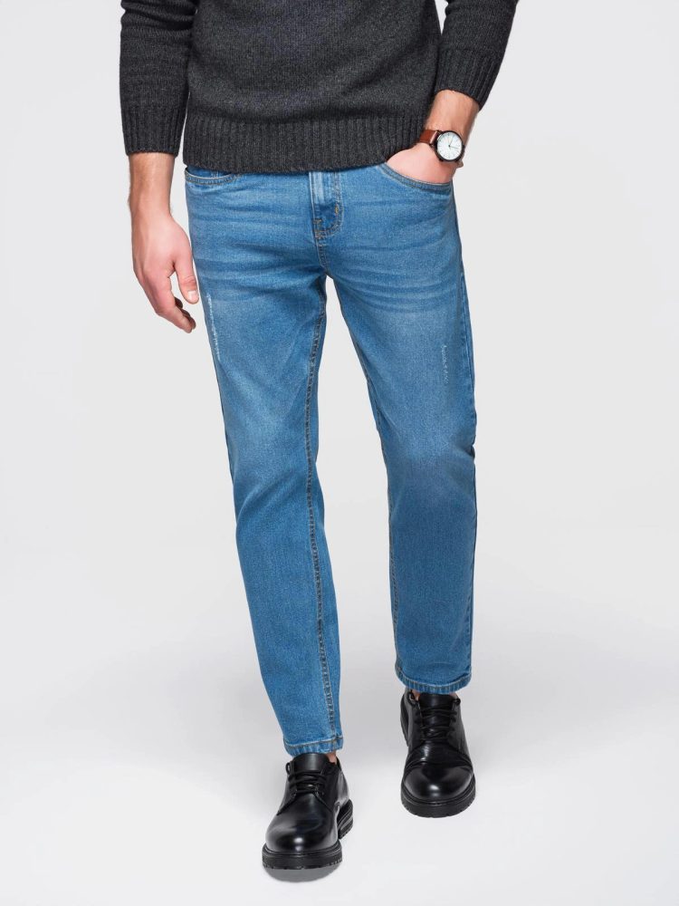 Levně Ombre Clothing Jedinečné modré pánské džíny V3 PADP-0241