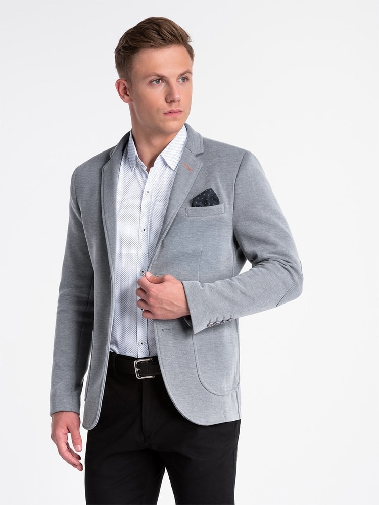 Ombre Clothing Elegantní šedé sako M80 - XXL
