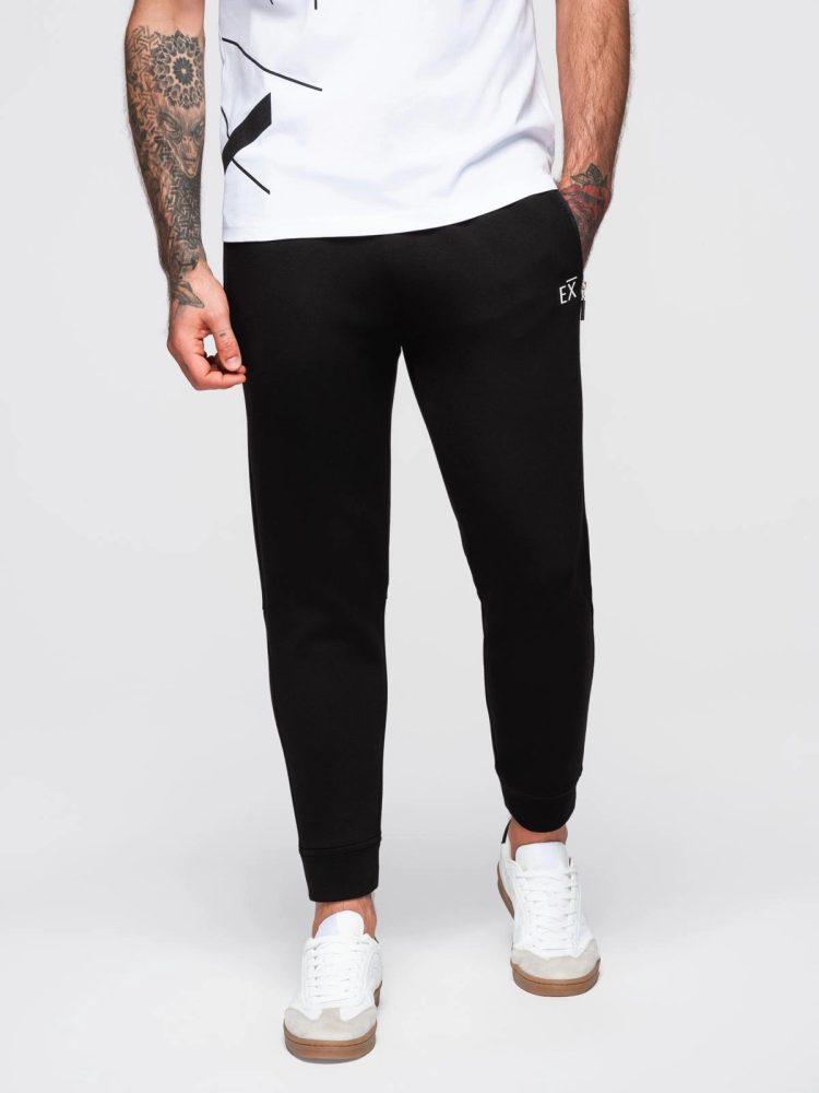 Levně Ombre Clothing Módní pánské tepláky černé V1 OM-PASK-0223