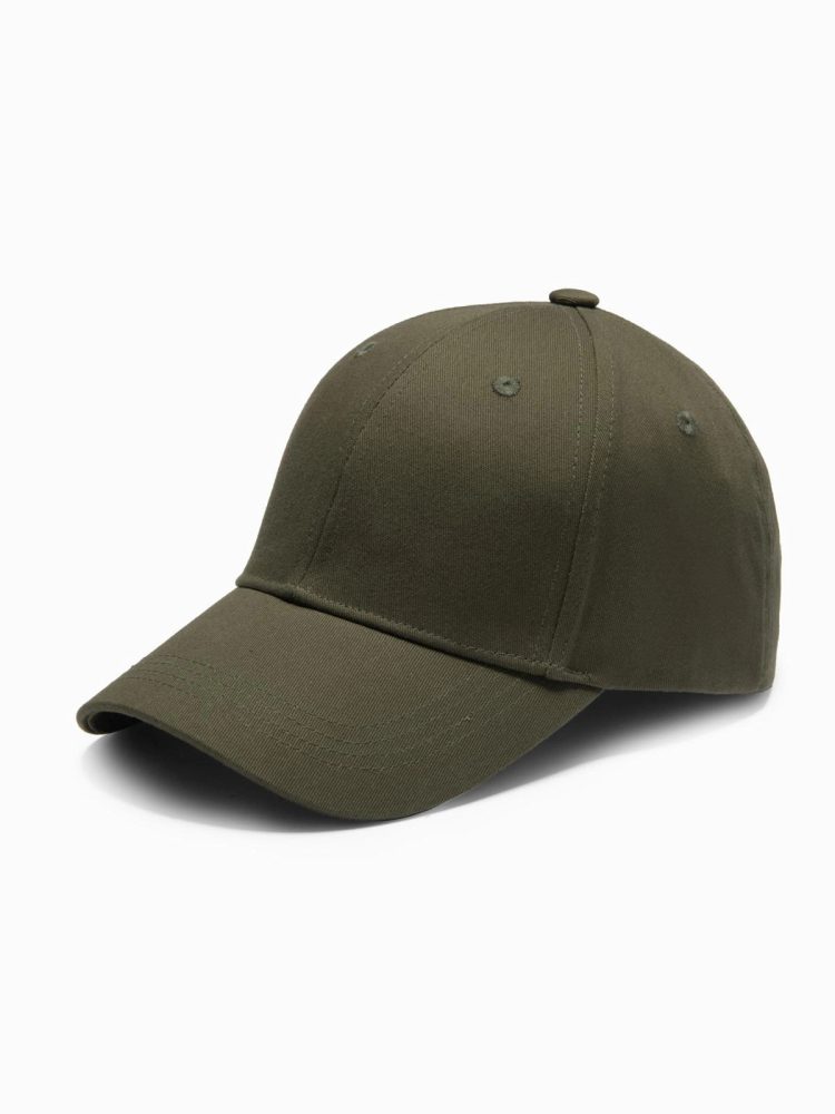 Levně Ombre Clothing Jednobarevná khaki kšiltovka V5 ACCS-0105