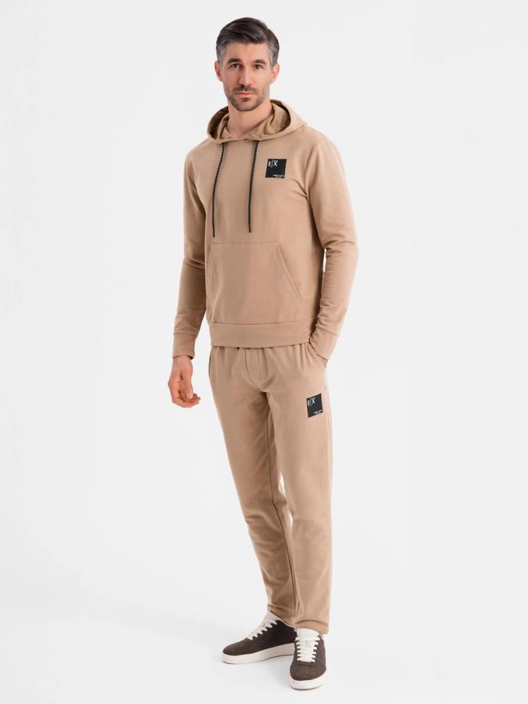 Levně Ombre Clothing Hnědá pánská tepláková souprava (mikina + tepláky) V3 Z107