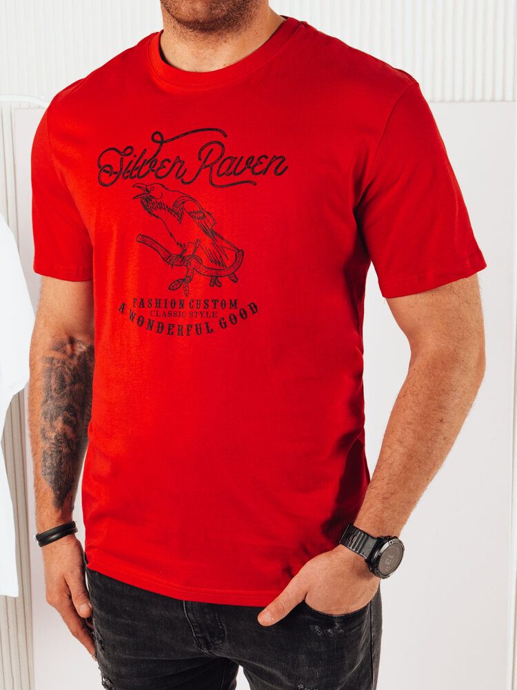Levně Dstreet Originální červené tričko s jedinečným potiskem