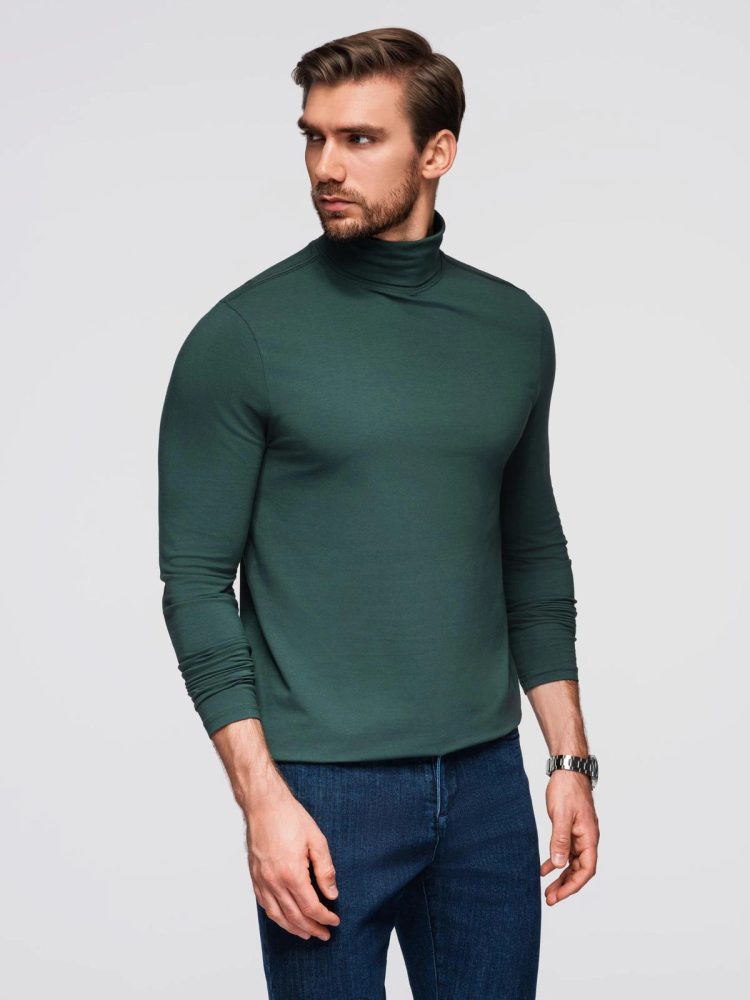 Levně Ombre Clothing Moderní zelený pánský rolák V7 LSCL-0130