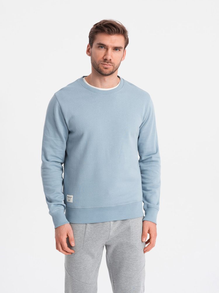 Ombre Clothing Základní modrá mikina bez kapuce V7 SSBN-0175 - XXL