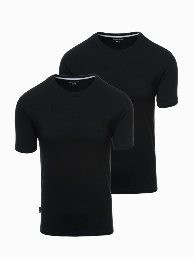 Levně Ombre Clothing Dvojbalení bavlněných triček- černé V5 Z101