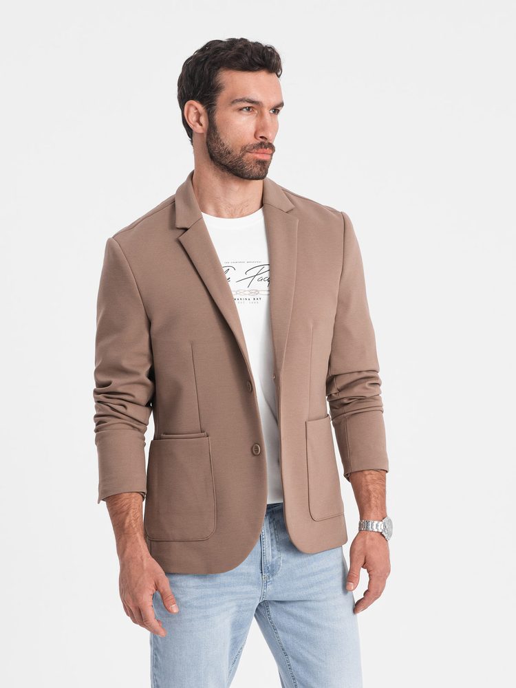 Ombre Clothing Originální tmavě béžové sako V3 BLZB-0127 - S