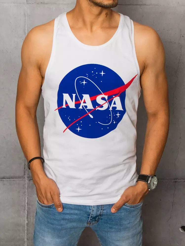 Levně Buďchlap Bílé tílko v moderním provedení Nasa