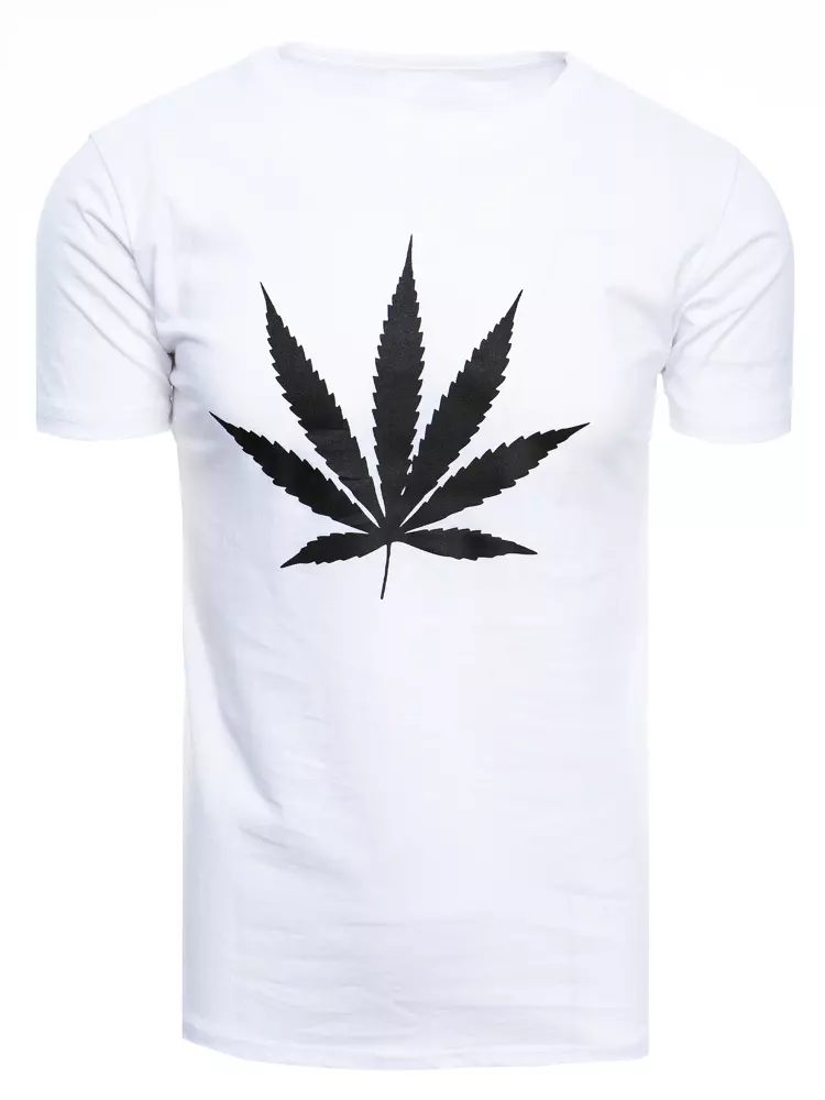Dstreet Bílé krátké bavlněné tričko s originálním potiskem - M