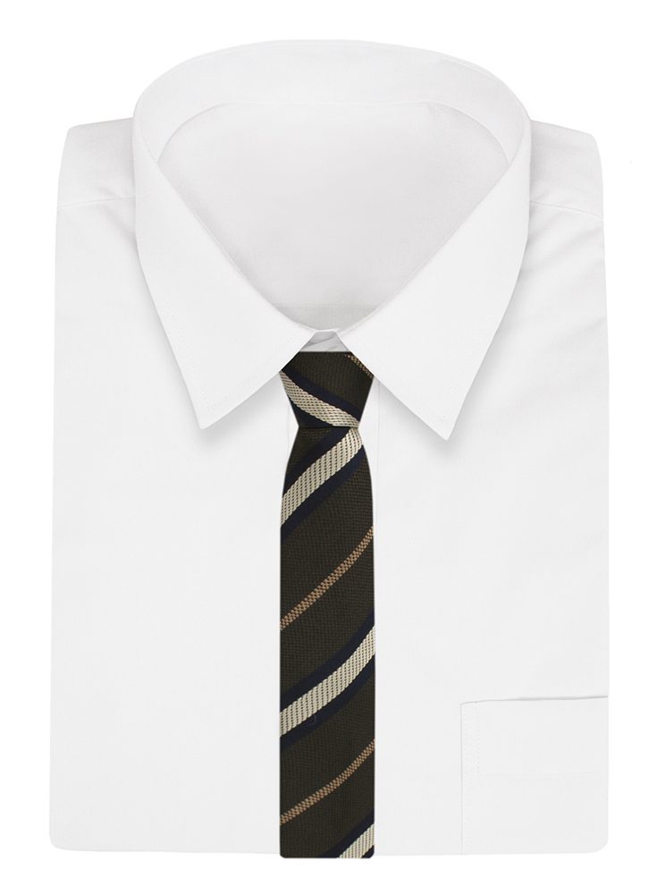Levně Hnědo-granátová pruhovaná kravata