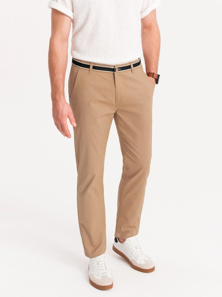 Pískové chinos kalhoty s ozdobným pasem V5 PACP-0118