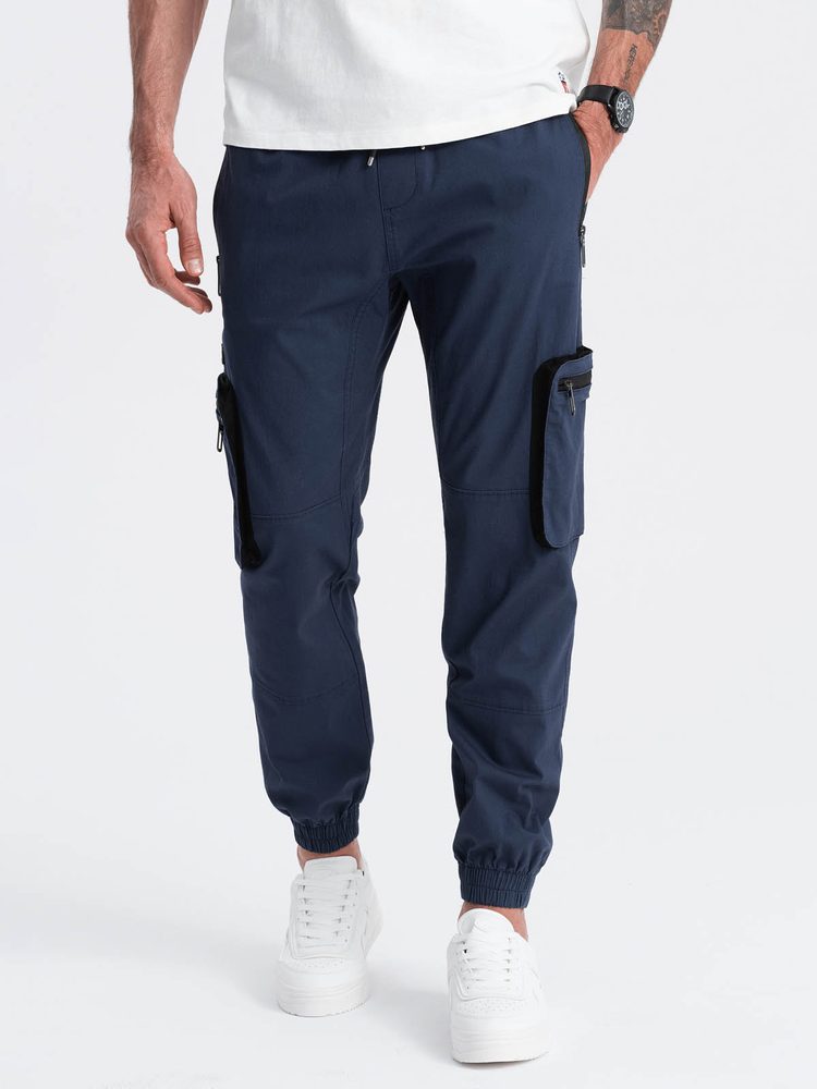 Ombre Clothing Nadčasové tmavě modré joggery V5 PAJO-0135 - XXL