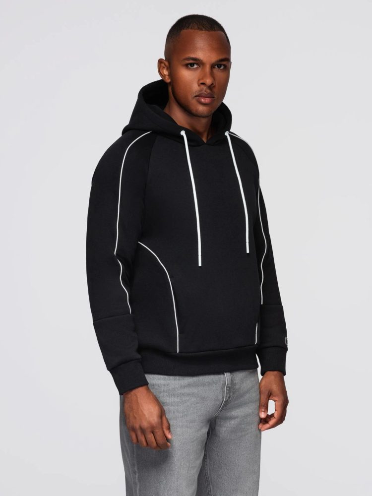 Levně Ombre Clothing Módní černá mikina s pruhy V1 SSNZ--0250