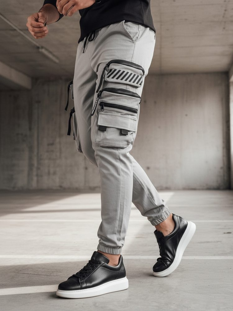 Levně Dstreet Nadčasové šedé joggery