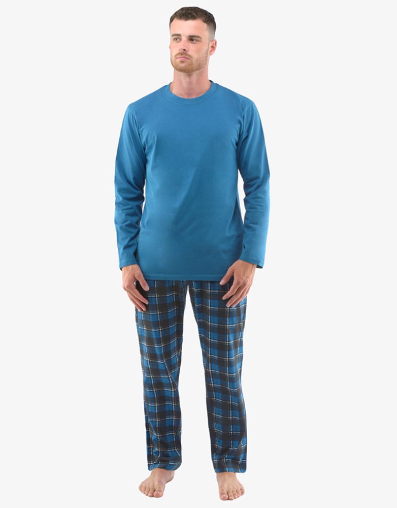 Levně Modré pohodlné dlouhé pyžamo Bernard