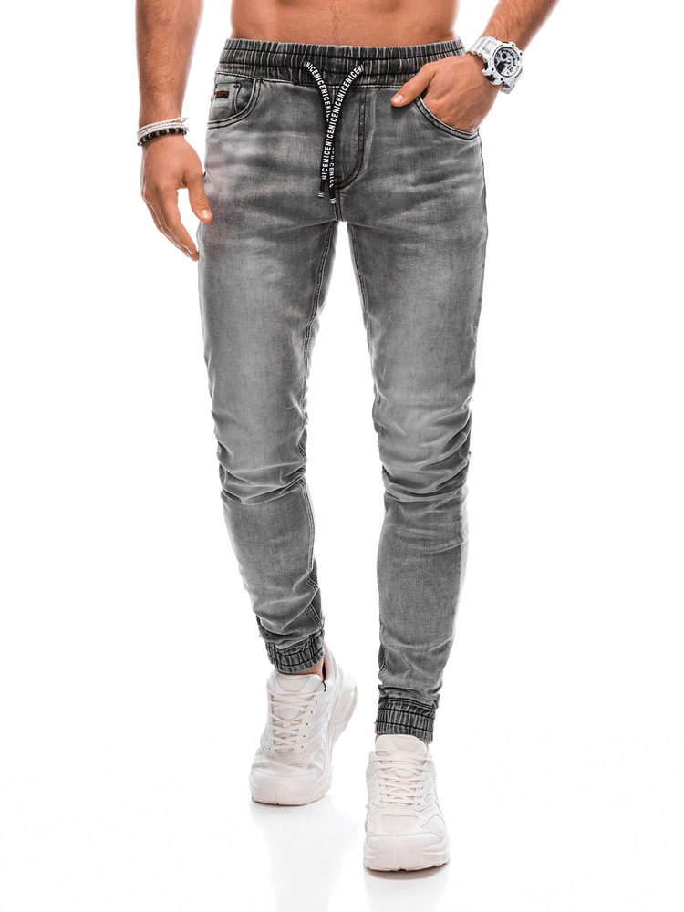 Levně Buďchlap Pohodlné jogger kalhoty v šedé barvě P1373