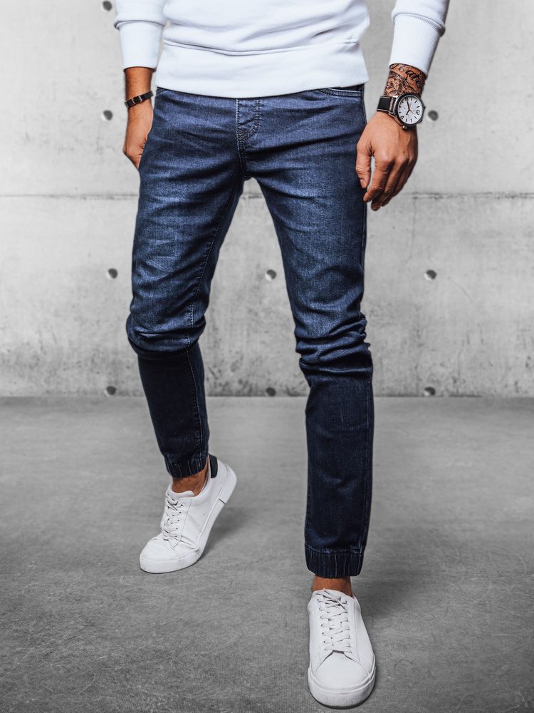 Levně Dstreet Tmavě modré pánské džíny typu jogger