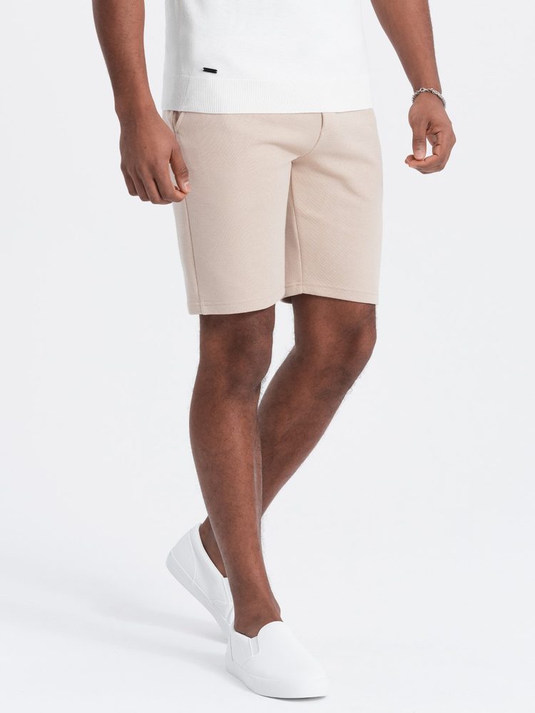 Levně Ombre Clothing Béžové chinos kraťasy V2 SRCS-0128