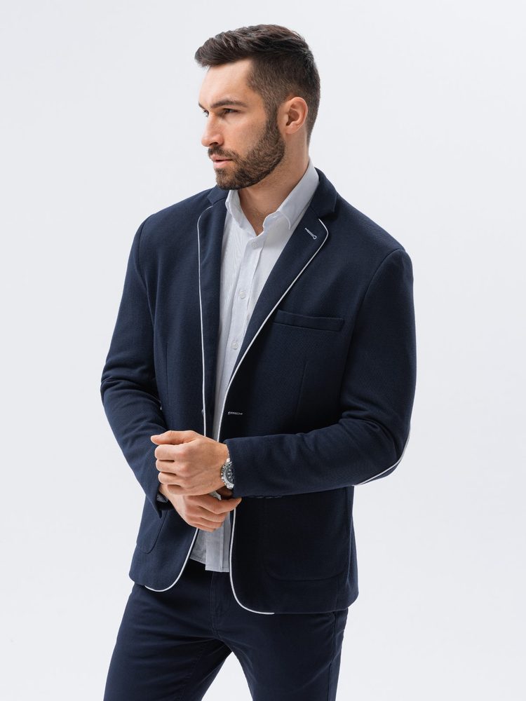 Ombre Clothing Granátové elegantní pánské sako M81 - XXL