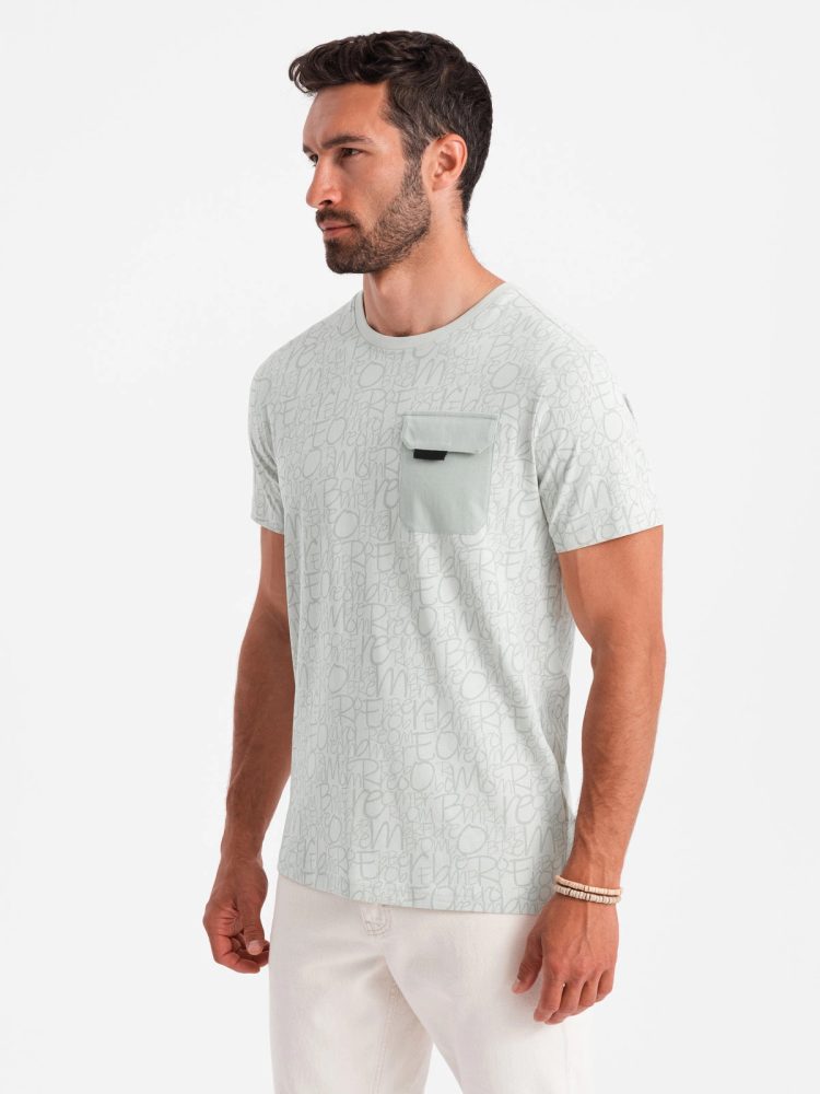 Zelené tričko s trendy potiskem a kapsou V4 ​​TSFP-0188