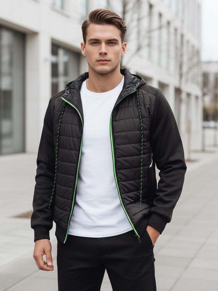 Černá přechodná prošívaná bunda