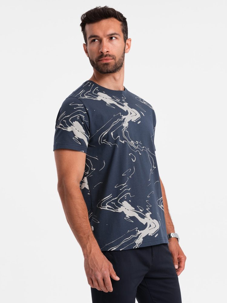 Ombre Clothing Moderní tmavě modré triko V1 TSFP-0184 - XXL