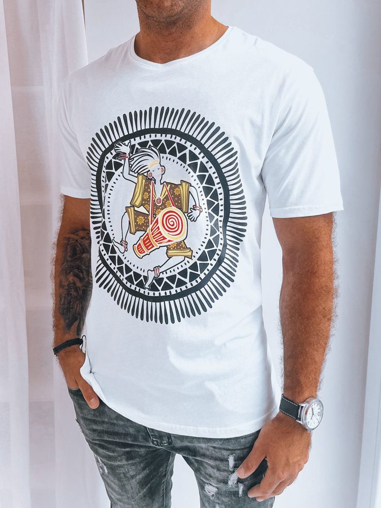 Levně Buďchlap Jedinečné bílé pánské tričko s veselým motivem