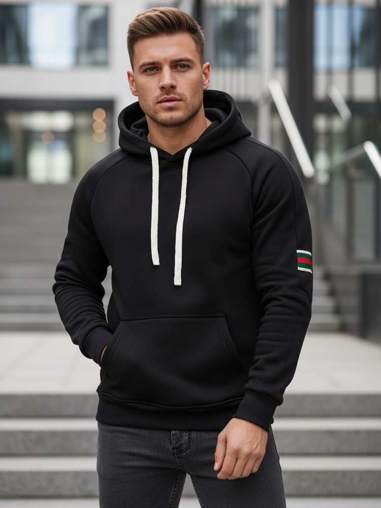 Levně Dstreet Parádní pánská mikina s kapucí a klokaní kapsou