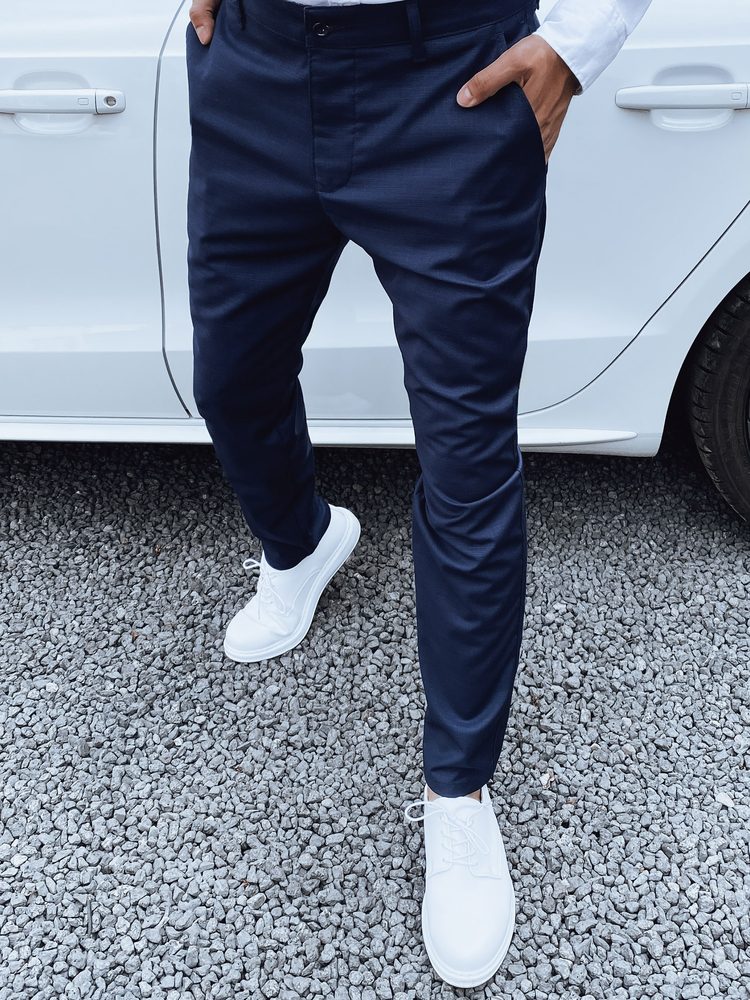 Levně Dstreet Pánské tmavě modré elegantní kalhoty