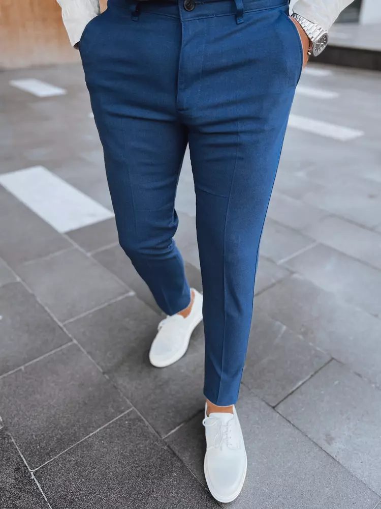 Levně Buďchlap Tmavě modré stylové chinos kalhoty