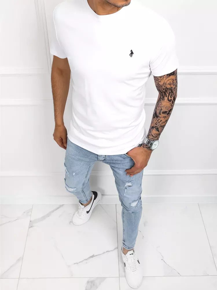 Levně Dstreet Bílé stylové tričko s krátkým rukávem