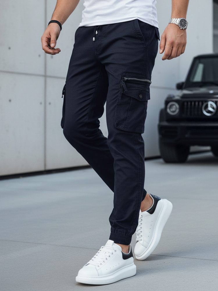Levně Dstreet Moderní modré kalhoty