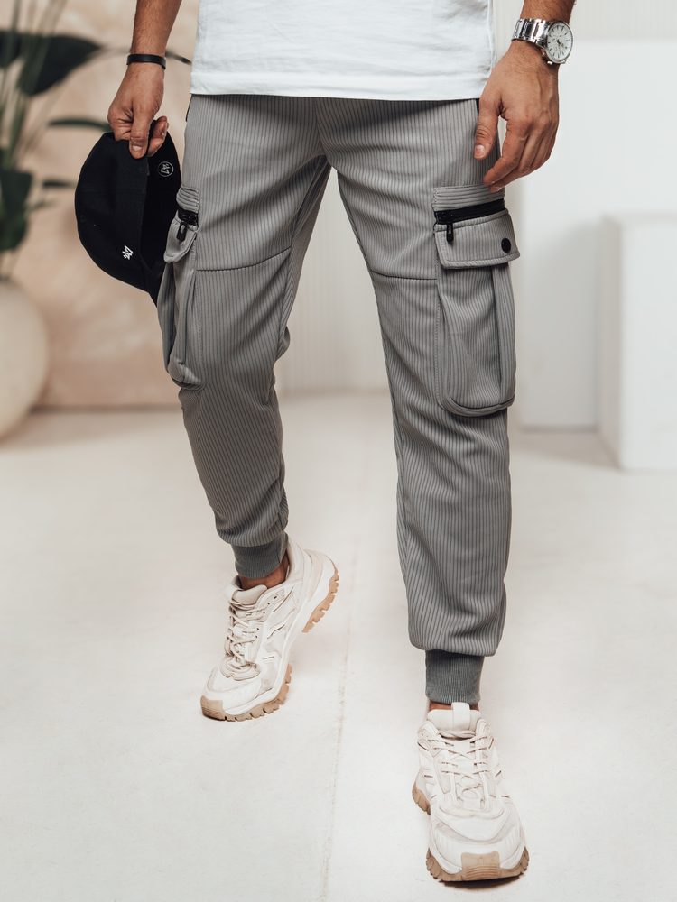 Dstreet Trendy šedé kapsáčové jogger kalhoty