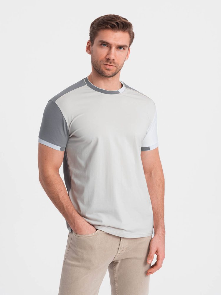 Ombre Clothing Atraktivní šedé tričko V4 TSCT-0176 - XXL