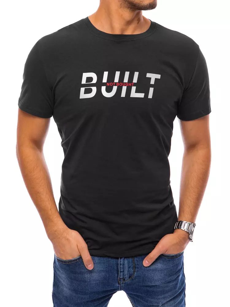 Levně Buďchlap Černé tričko s nápisem Built