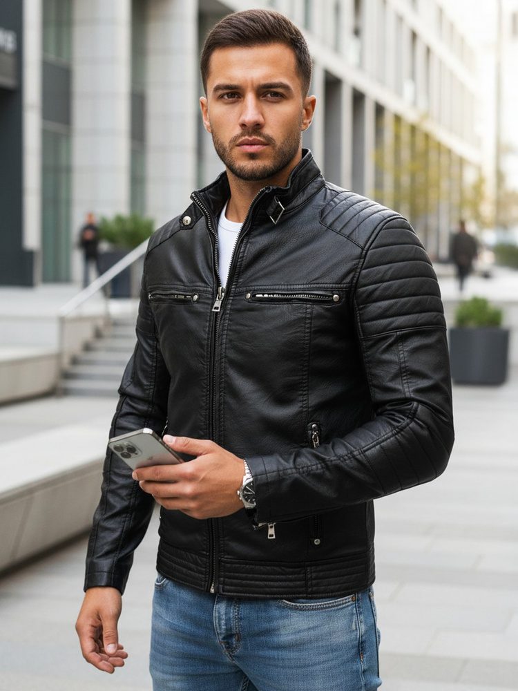 Dstreet Černá koženková bunda