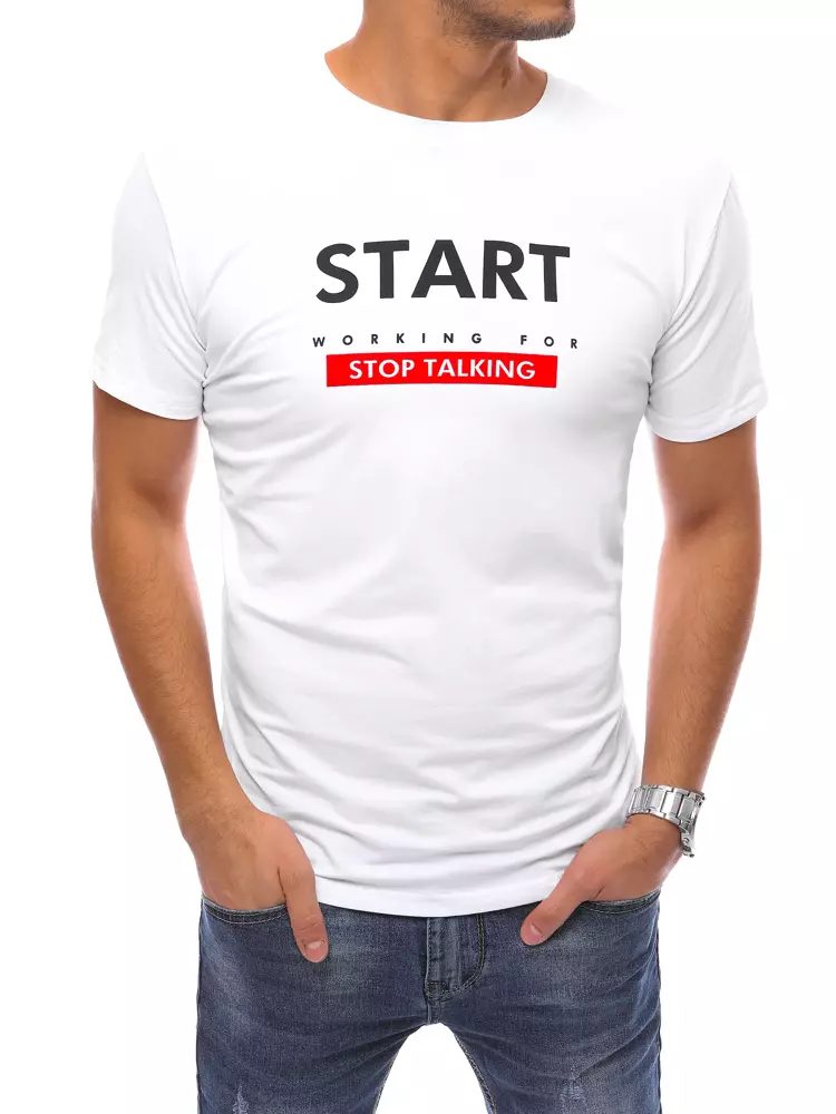 Levně Buďchlap Bílé tričko s nápisem Start