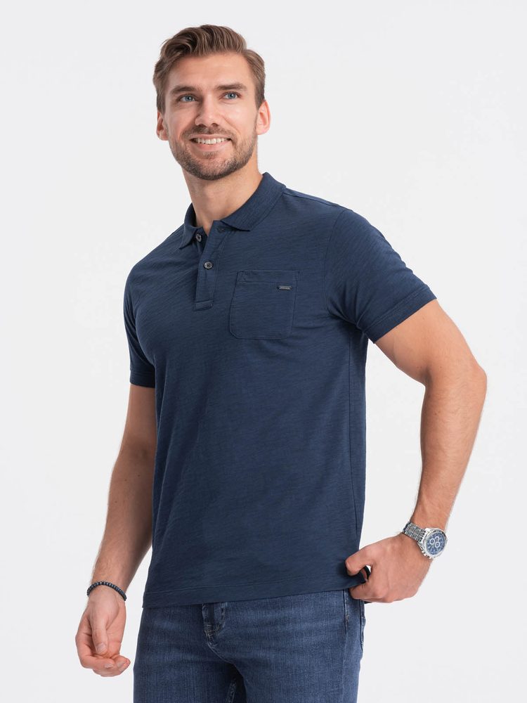 Levně Ombre Clothing Módní tmavě modrá polokošile V8 S1744