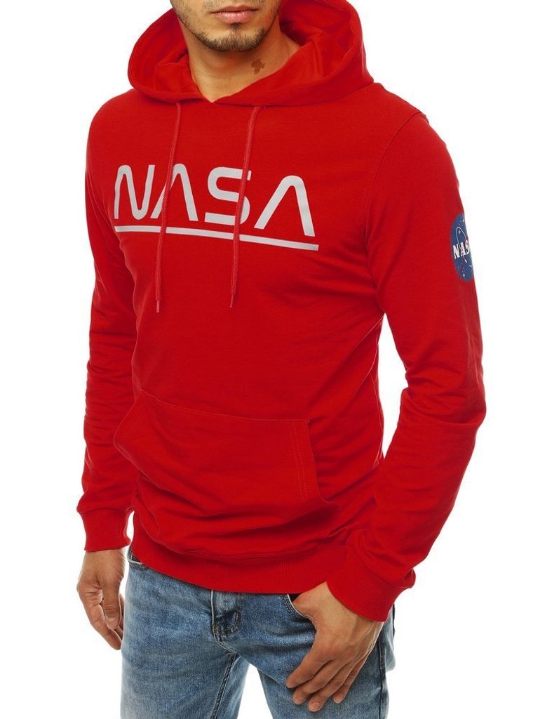 Červená mikina s kapucí NASA - Budchlap.cz